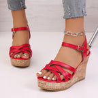 Damen Wedge-Sandalen mit modischem Riemen-Design und komfortabler Korksohle R&B