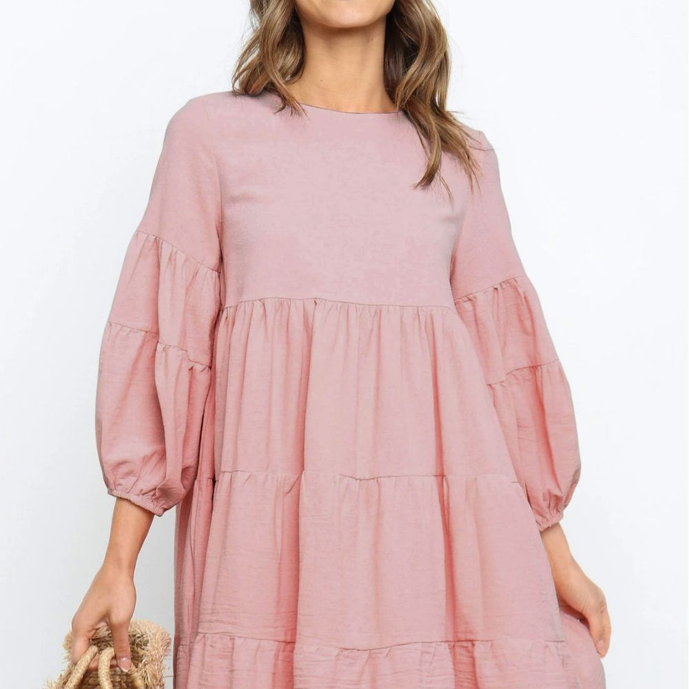Damen romantisches Sommerkleid mit voluminösen Ärmeln und Rüschendetails R&B