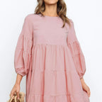 Damen romantisches Sommerkleid mit voluminösen Ärmeln und Rüschendetails R&B