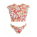 Damen Crop-Top Bikini mit floralem Design R&B