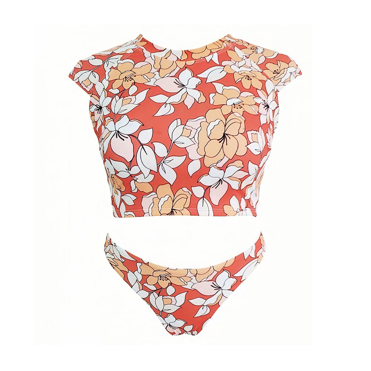 Damen Crop-Top Bikini mit floralem Design R&B