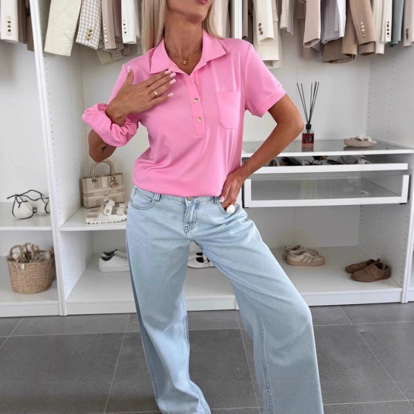 Damen Polohemd mit eleganter Knopfleiste von R&B