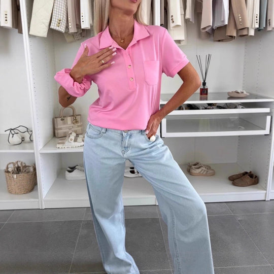Damen Polohemd mit eleganter Knopfleiste von R&B