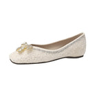Damen Ballerinas mit funkelnder Schleifenapplikation und glitzerndem Obermaterial