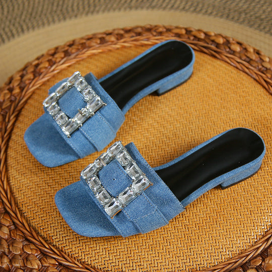 Damen elegante Slipper mit funkelnden Schnallelementen R&B