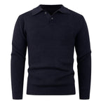 Herren Strickpullover mit modernem Polokragen und funktionalem Knopfverschluss R&B