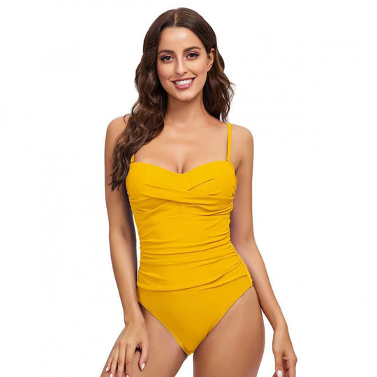 Damen Einteiler-Badeanzug mit modischem Wickel-Design R&B