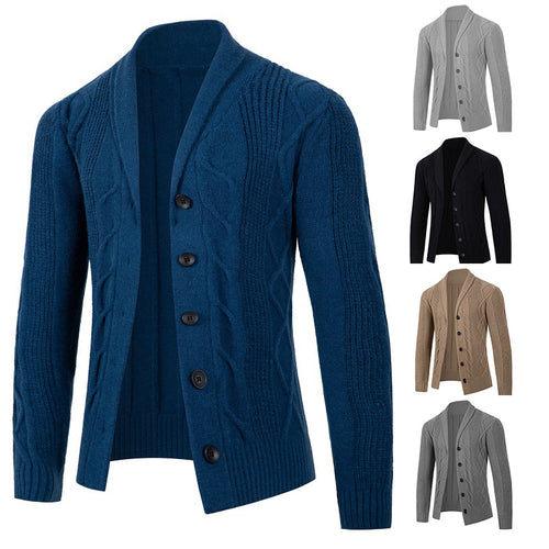 Herren Strickjacke mit modischem Zopfmuster und strukturierter Textur R&B