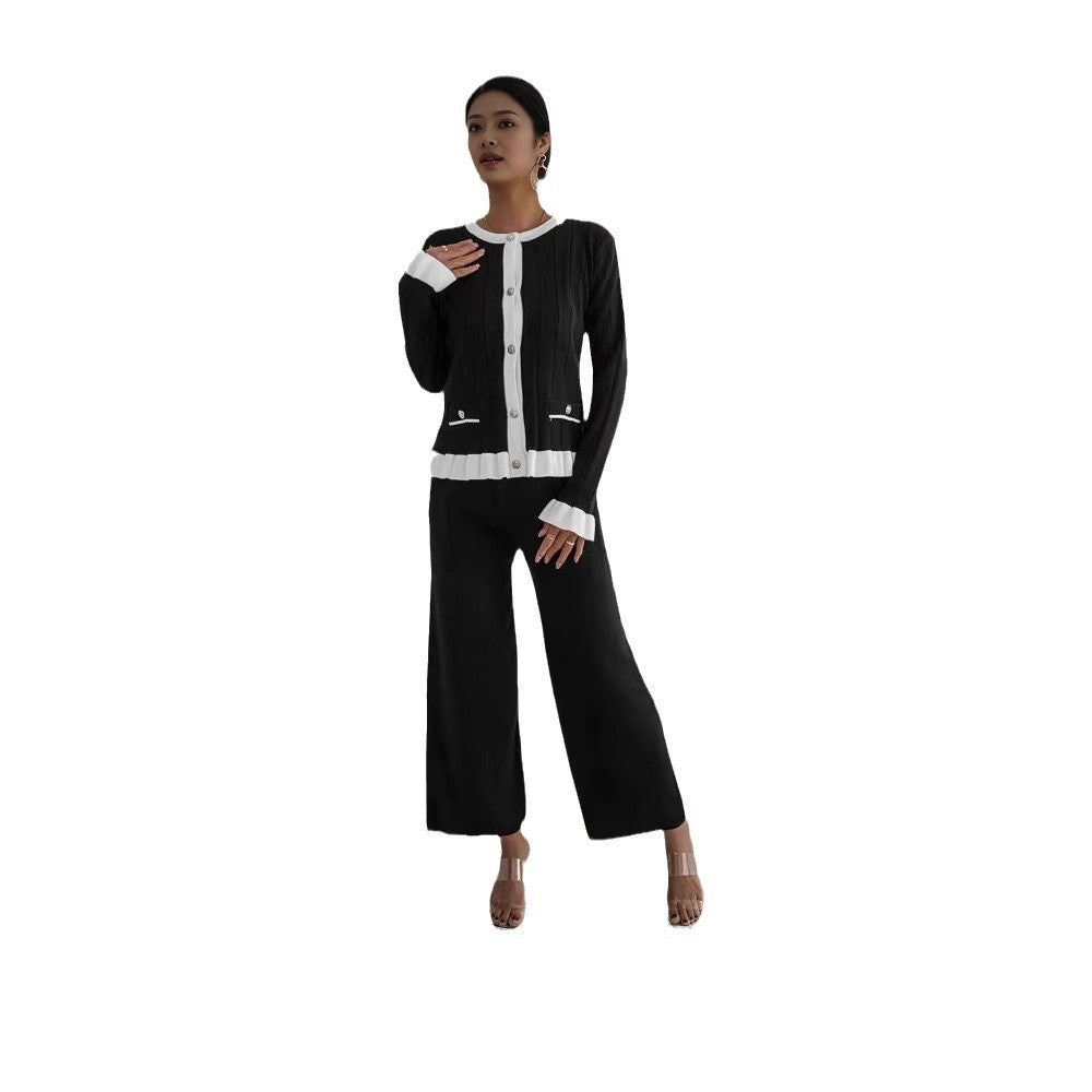 Damen Eleganter Strickanzug mit feinen Rippdetails und zeitlosem Design R&B
