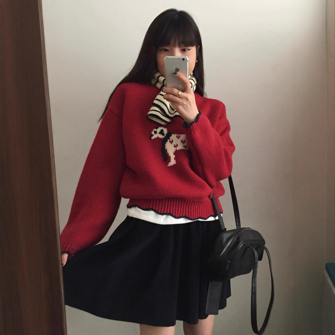 Damen kuscheliger Pullover mit Tiermotiv R&B