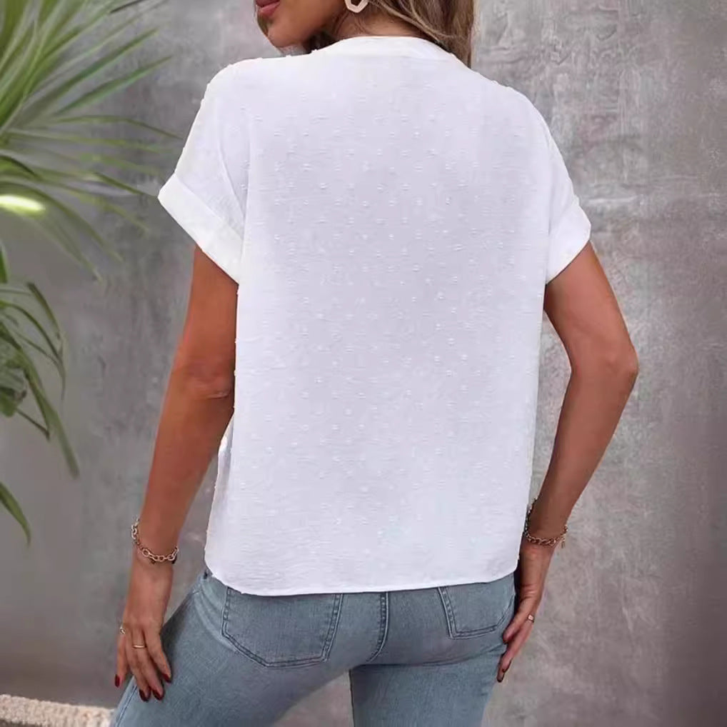 Damen Kurzarm Bluse mit feinem Strukturmuster R&B