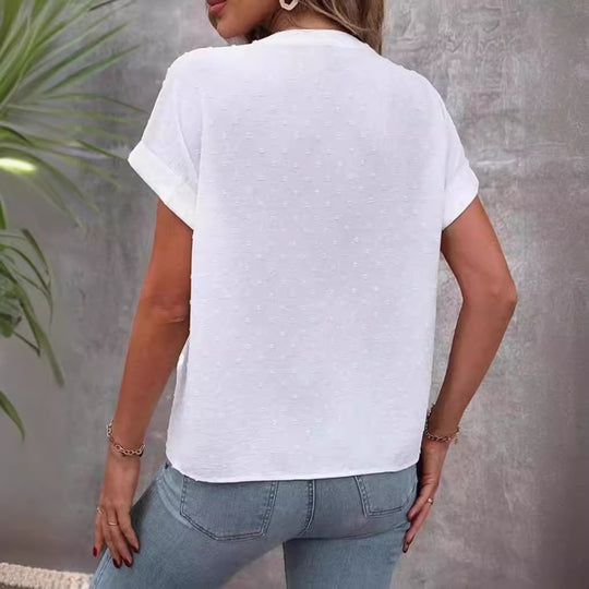 Damen Kurzarm Bluse mit feinem Strukturmuster Heidi-Mode