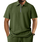 Herren Kurzarm Polo-Shirt mit strukturiertem Design und Reißverschluss R&B