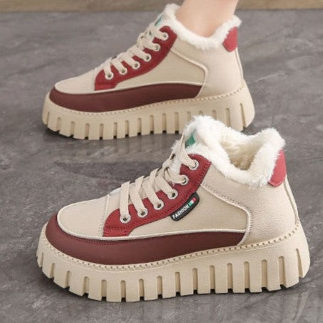 Damen Trendige High-Top Sneakers mit kuscheligem Innenfutter und rutschfester Sohle R&B