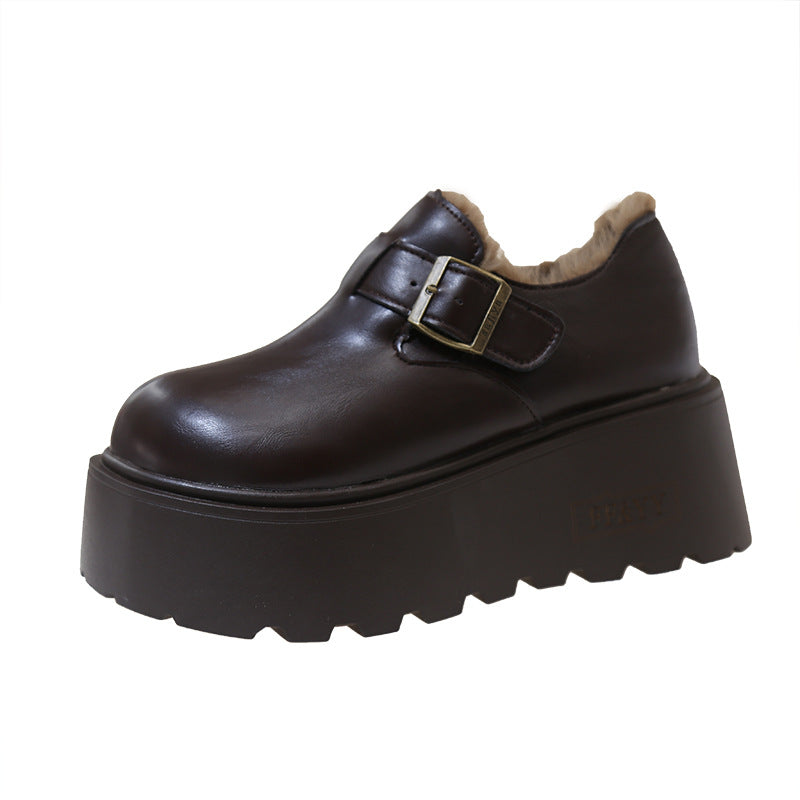 Damen Plattform Clogs mit luxuriösem Kunstfell-Innenfutter und stylischem Riemen R&B