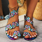 Damen dekorative Sandalen mit funkelnden Schmetterlingsapplikationen R&B