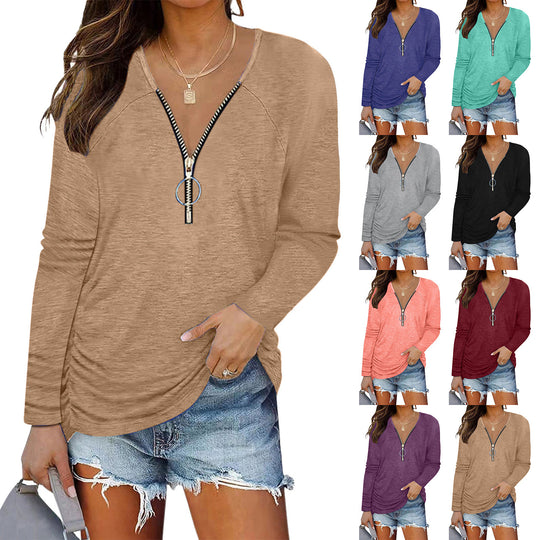 Damen Lässiges Longsleeve mit Zip-Detail R&B