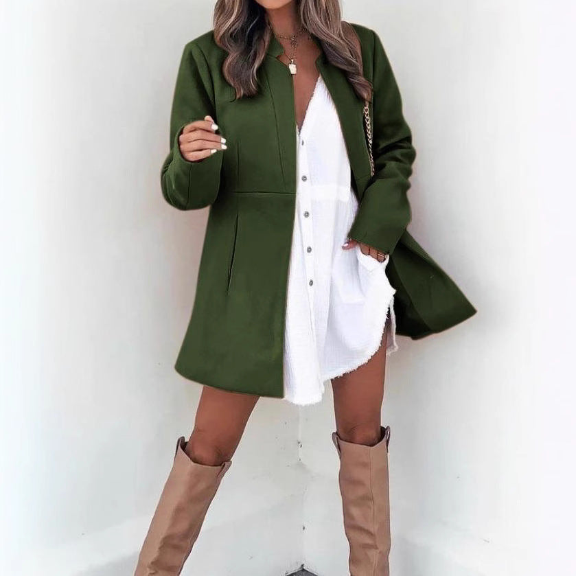 Damen Modische Übergangsjacke mit schlichten Linien und praktischen Taschen R&B