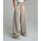 Damen weite Chino-Hose mit hohem Bund und verstellbarem Kordelzug R&B