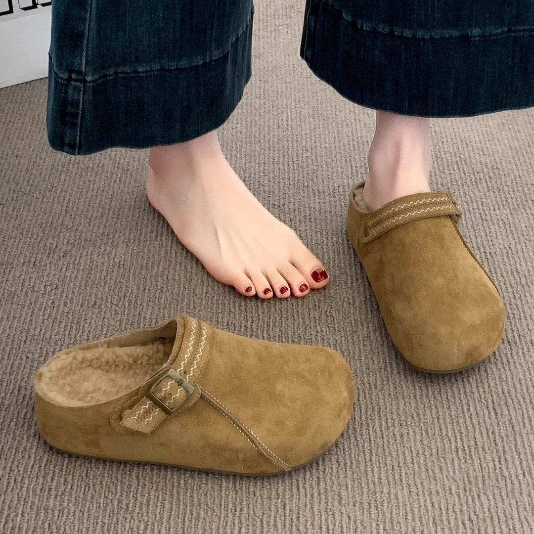 Damen Komfort Clogs mit warmem Innenfutter und modischer Schnalle R&B