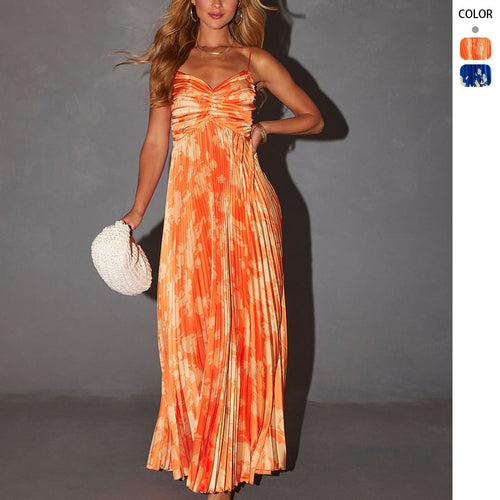 Damen Maxikleid mit modischen Falten und elegantem floralem Design R&B