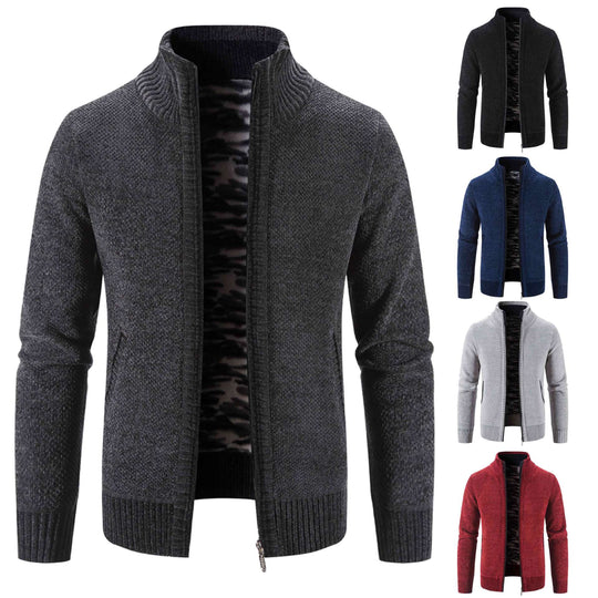Herren Strickjacke mit hohem Kragen und praktischen Reißverschlusstaschen R&B