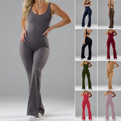 Damen Fitness-Jumpsuit mit weitem Bein und elegantem Schnitt R&B