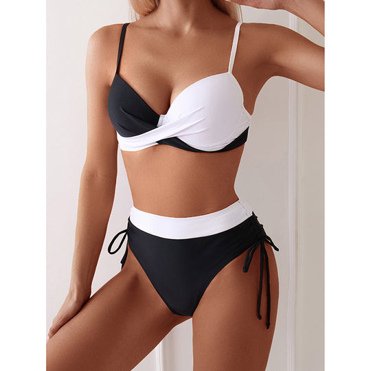 Damen Hochtaillierter Bikini mit modischem Wickel-Design R&B