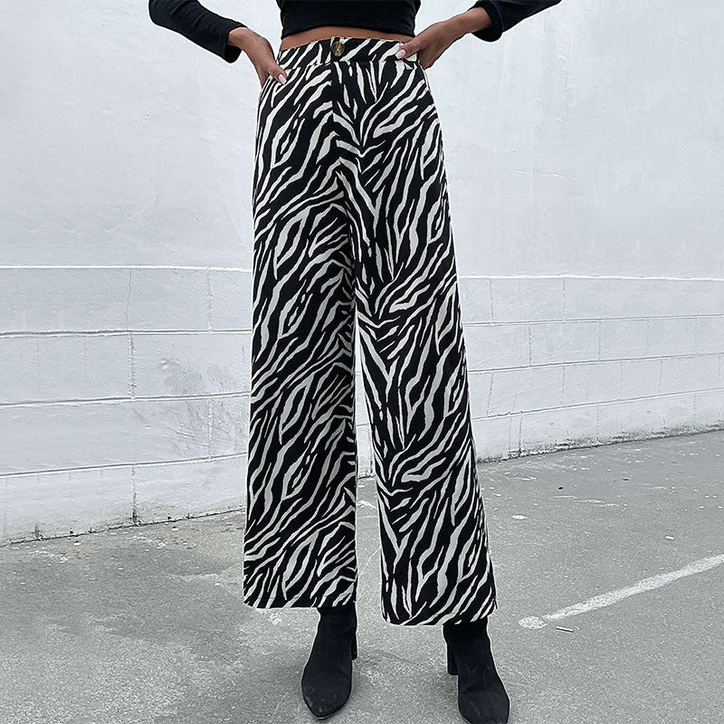 Damen Weite Palazzo-Hose mit stylischem Zebradesign R&B