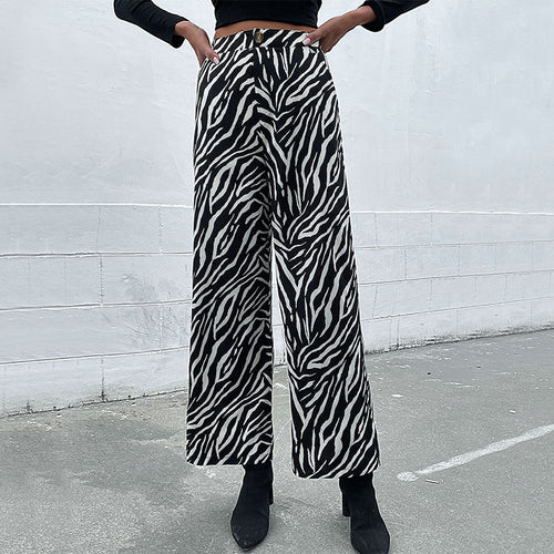 Damen Weite Palazzo-Hose mit stylischem Zebradesign R&B