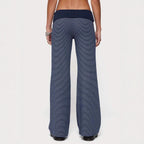 Damen weite Lounge-Hose mit elastischem Bund und maritimem Streifenmuster R&B