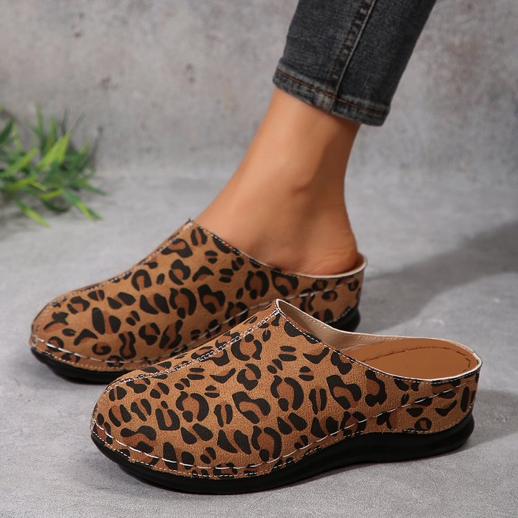 Damen Komfortable Clogs mit modischem Tierfell-Design und anatomischer Fußbettung R&B