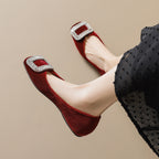 Damen elegante Ballerinas mit luxuriöser Schnallenapplikation