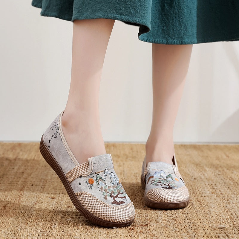 Damen bequeme Mokassins mit handgefertigtem Blumenmuster