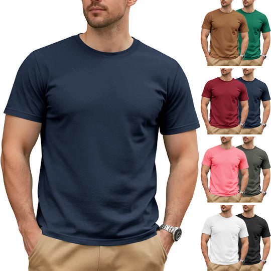 Herren nan Basic Kurzarm-T-Shirt aus hochwertigem Baumwollmix mit Rundhalsausschnitt, flachen Nähten und Regular Fit R&B