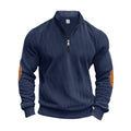 Herren Strickpullover mit modernem Reißverschluss und eleganten Ellbogenpatches R&B