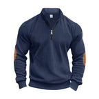 Herren Strickpullover mit modernem Reißverschluss und eleganten Ellbogenpatches R&B