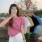 Damen Cropped T-Shirt mit dekorativem Knoten-Design und modernem Schnitt