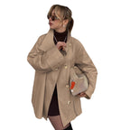 Damen Modischer Oversized-Trenchcoat mit großen Knöpfen R&B