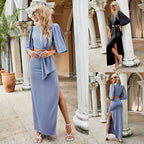 Damen elegantes Maxikleid mit stylischem Knotendetail R&B