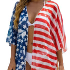 Damen lässiger Strandkimono mit patriotischem Motiv R&B