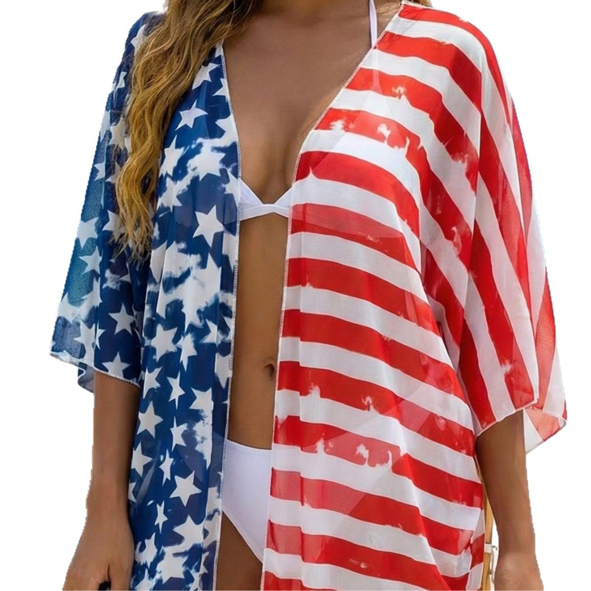 Damen lässiger Strandkimono mit patriotischem Motiv R&B