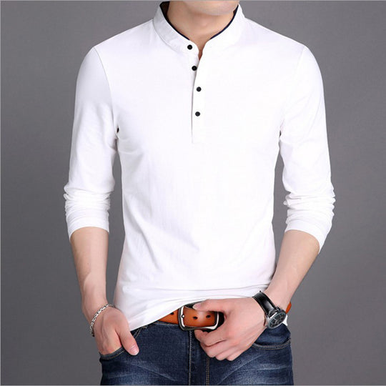 Herren Langarm-Henley-Shirt mit modernem Schnitt und hochwertiger Baumwolle R&B