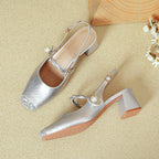Damen Slingback Pumps mit funkelndem Strass und eleganter Schnalle