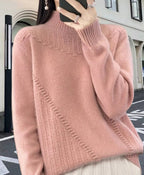 Damen Strickpullover mit elegantem Stehkragen und strukturiertem Design R&B