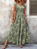 Damen Maxikleid mit romantischem Vintage-Muster und fließendem Schnitt