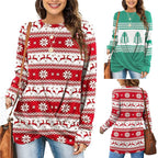 Damen Gemusterter Winterpullover mit Rundhalsausschnitt R&B