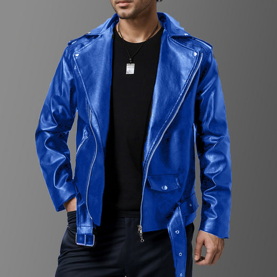 Herren Leder Bikerjacke mit Utility-Taschen