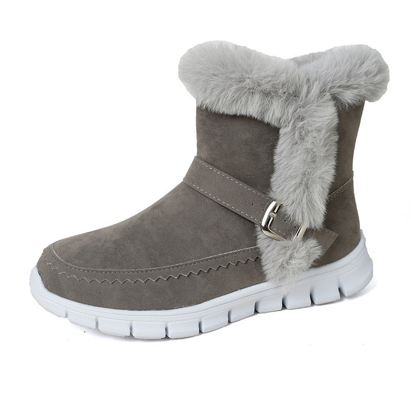 Damen Winterstiefel mit kuscheligem Kunstfell und modischem Riemen R&B