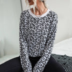 Damen Gemusterter Strickpullover mit Leopardenmuster R&B